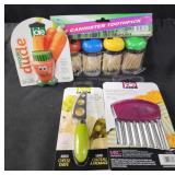 Toothpicks,  veggie brush  crinkle cutter,  mini