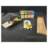 Grill scrubbing pad, mini cheese knife, bamboo