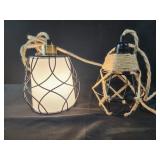 Hanging lamps rope cords metal shades
