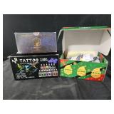 Tattoo artist supplies. Tattoo ink and needles