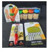 Toothpicks,  veggie brush  crinkle cutter,  mini