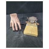 Novelty items. Thing hand and talking rat in trap