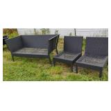 Plastic Wicker patio furniture . Chairs are