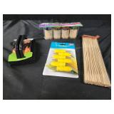 Toothpicks, corn holders. Grill scrub pad.