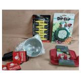 Strainers, jumbo corn holders, dip clip and
