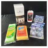 Sponges, toilet cleaner, furniture care, glass