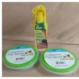 Travelling pet water bottle and 2 collapsible pet