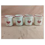 4 rose heart candle holders 2.5"
