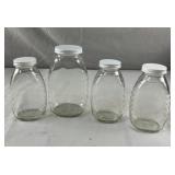 Lot of 4 Glass Honey Jars