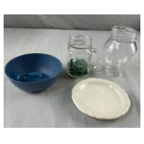 Lot of Miscellaneous Jars, Bowls, Plate