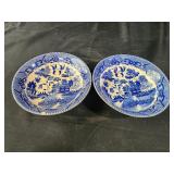 2 Vintage Blue Willow Japanese Bowls 5.25"