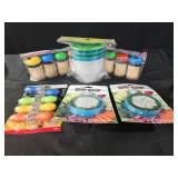 Snack n pack containers, dip clips, toothpicks,