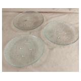 Vintage bubbled glass footed plates. Set of 3.