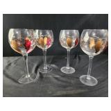 4 -Grapes Design Gold Large Stained Glass Wine