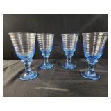 4 vintage Libbey Sirrus Blue Goblets.