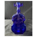 Vintage 8" Cobalt Blue Glass Violin Bottle