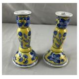 Chinoiserie Ceramic Yellow Blue Flower