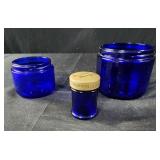 Vtg Monique Crï¿½me Cleanser Cobalt Blue Glass