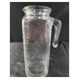 vintage Covetro deco ribbed glass pitcher, 9"
