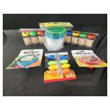Snack n pack containers, dip clips, toothpicks,