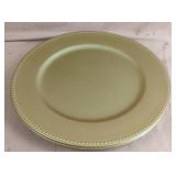 Gold colored plastic serving trays 13". 4 total