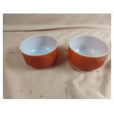 Vintage Fire-King orange oven proof orange bowls
