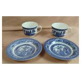 Blue Willow saucers and cups sets. 2 sets