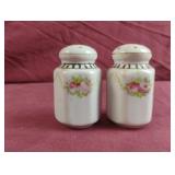 Vintage floral hand painted salt and pepper