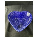 Blue ceramic heart shaped bowl 7x3x7