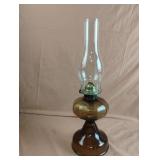 Vintage smoky brown oil lamp with shade
