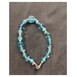 Turquoise and silver beaded bracelet 7" with