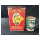 Vtg Prince Albert and tube rose snuff cans