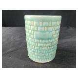 vintage Morton Pottery turquoise blue basket