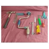 Misc tools including a hammer, screw driver and