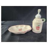 Apple spongeware soap dish and dispenser