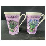 2 Roy Kirkham lavender mugs 5" tall