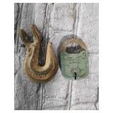 Vintage padlock and hook