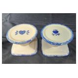 Blue hearts sponge ware candle holders