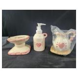 Pink heart spongeware 3 pieces