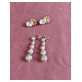 Cz earrings and silver tone earrings