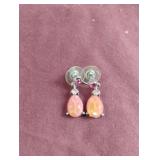 Pink cz with stone earrings