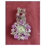 Purple and silver butterfly ladies quartz watch