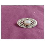 Faux Pearl and gold tone broach