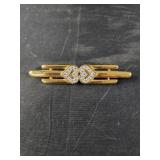 Monet Vintage Hearts Rhinestone Brooch Pin 1980