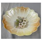 Hand Painted Iridescent Serving Bowl Vintage