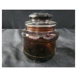 Vintage Amber brown glass jar with Starburst