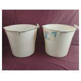 2 small plastic buckets