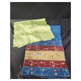 2 table runners, small green floral, blue floral