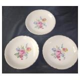 3 vintage 6-inch Scio Pottery Hazel saucers.