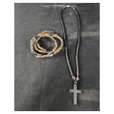 Hematite cross necklace and magnetic wrap